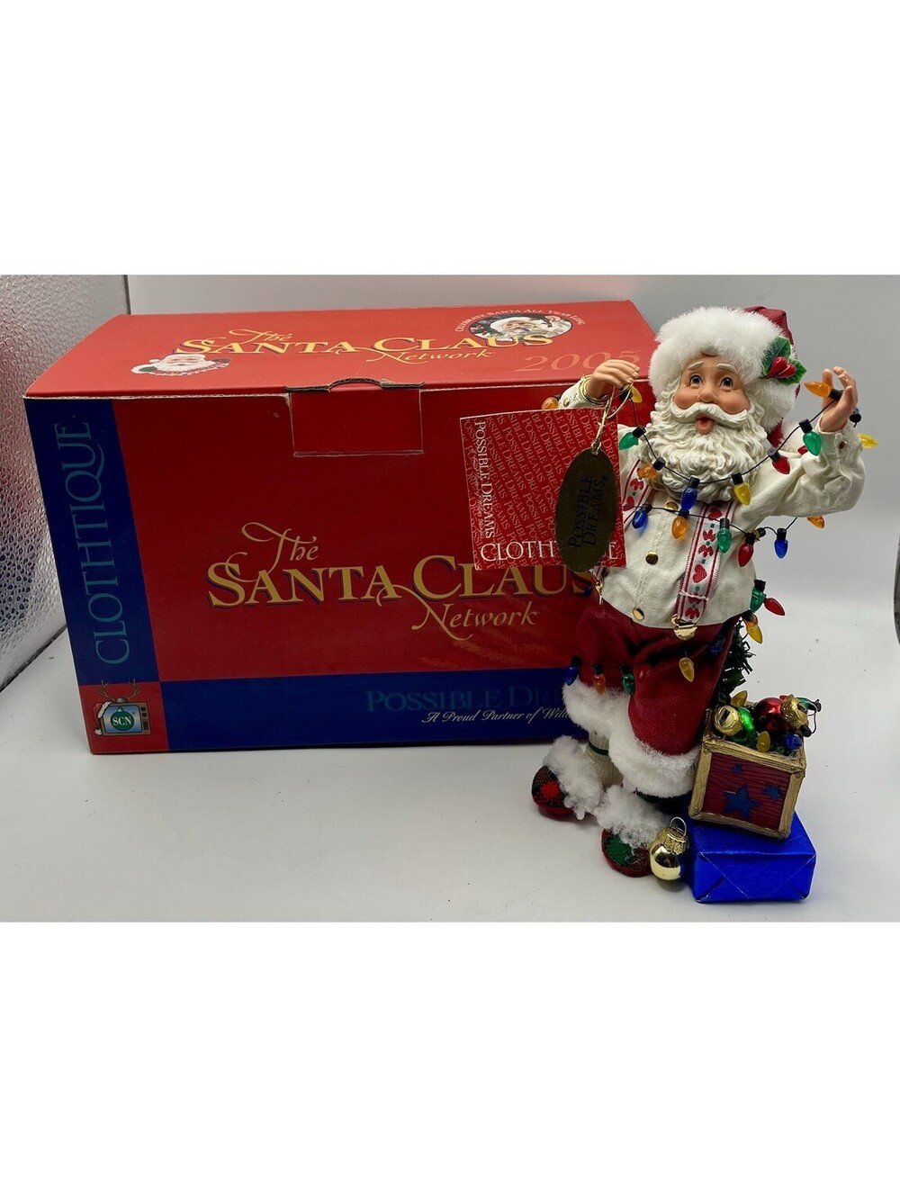 2005 Clothtique Possible Dreams 94009 Santa Holiday Tangle Lights Member Kit